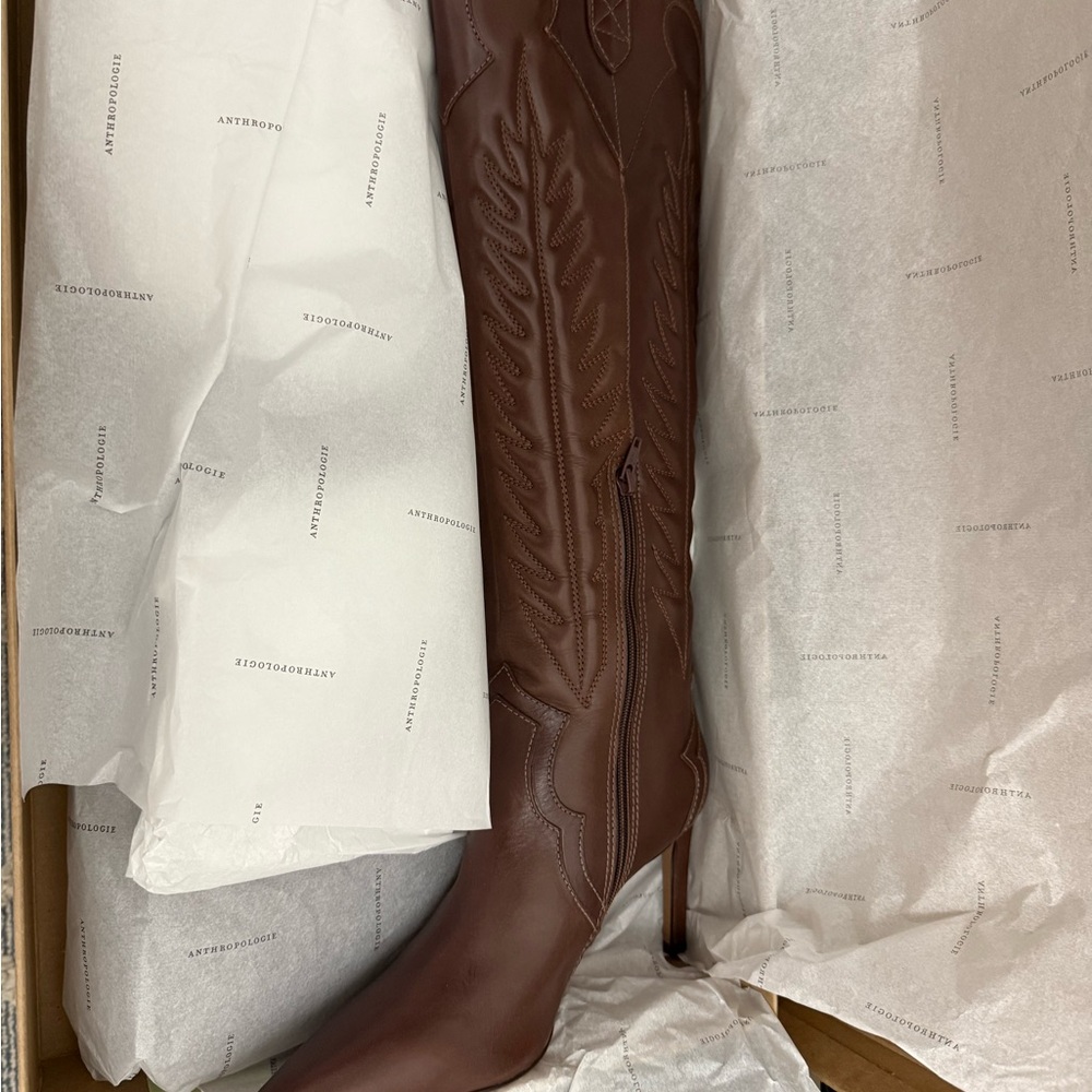By Anthropologie Western Brown Boots, Heeled - Picture 4 of 7